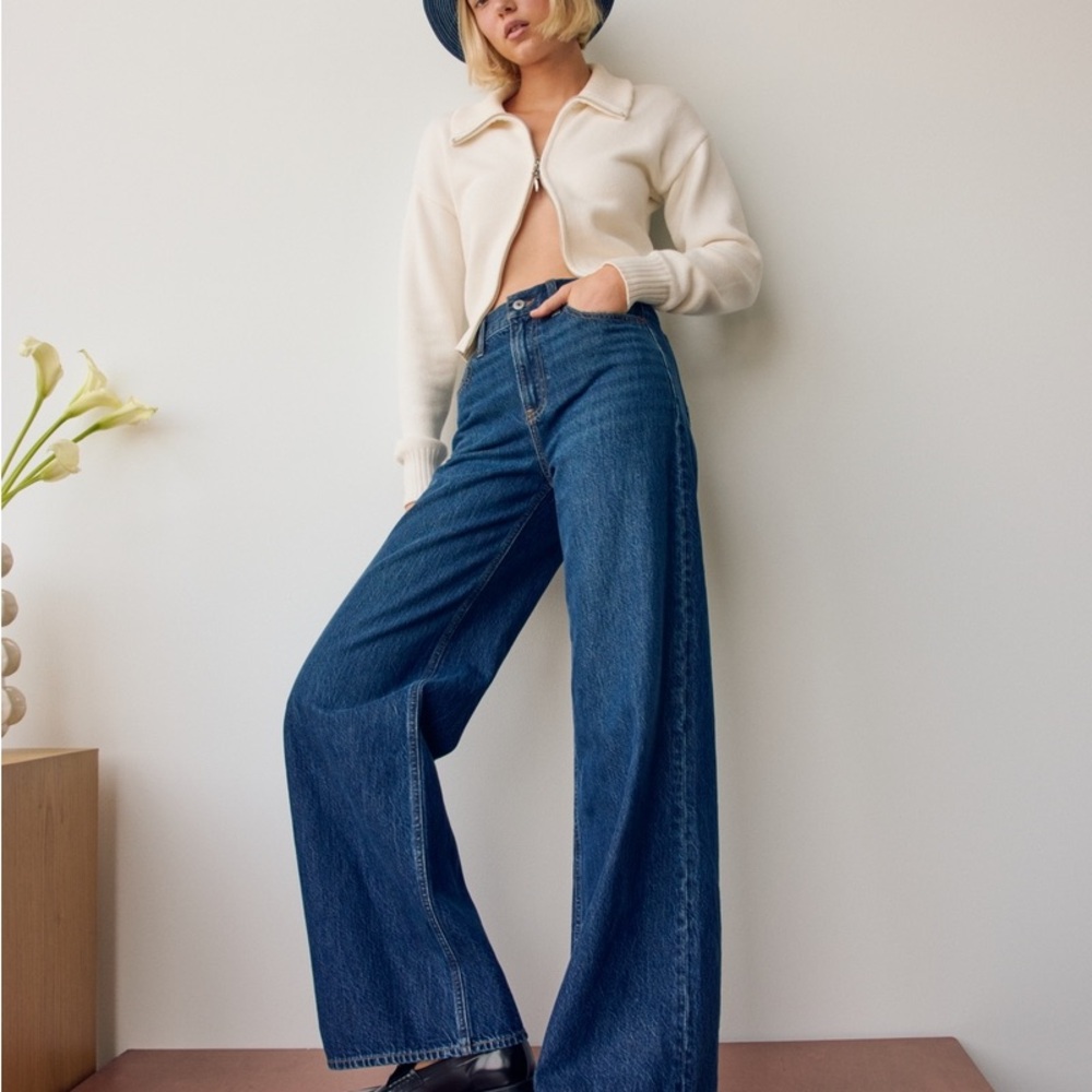 Abercrombie & Fitch Dark Wash Wide Leg Jeans